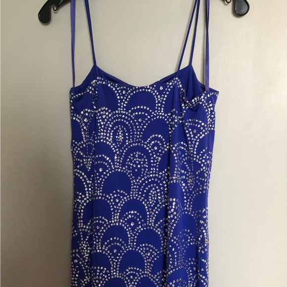 PATRA Blue Dress w/Silver Glitter Sz 8 Stunning! - Picture 2 of 9